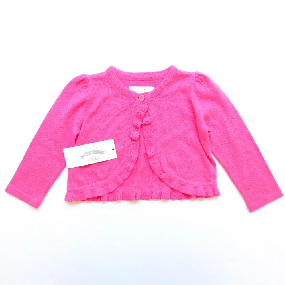 Gymboree‎ Baby Girls 6-12 Mo Pink Ruffle Cardigan Sweater Long Sleeve